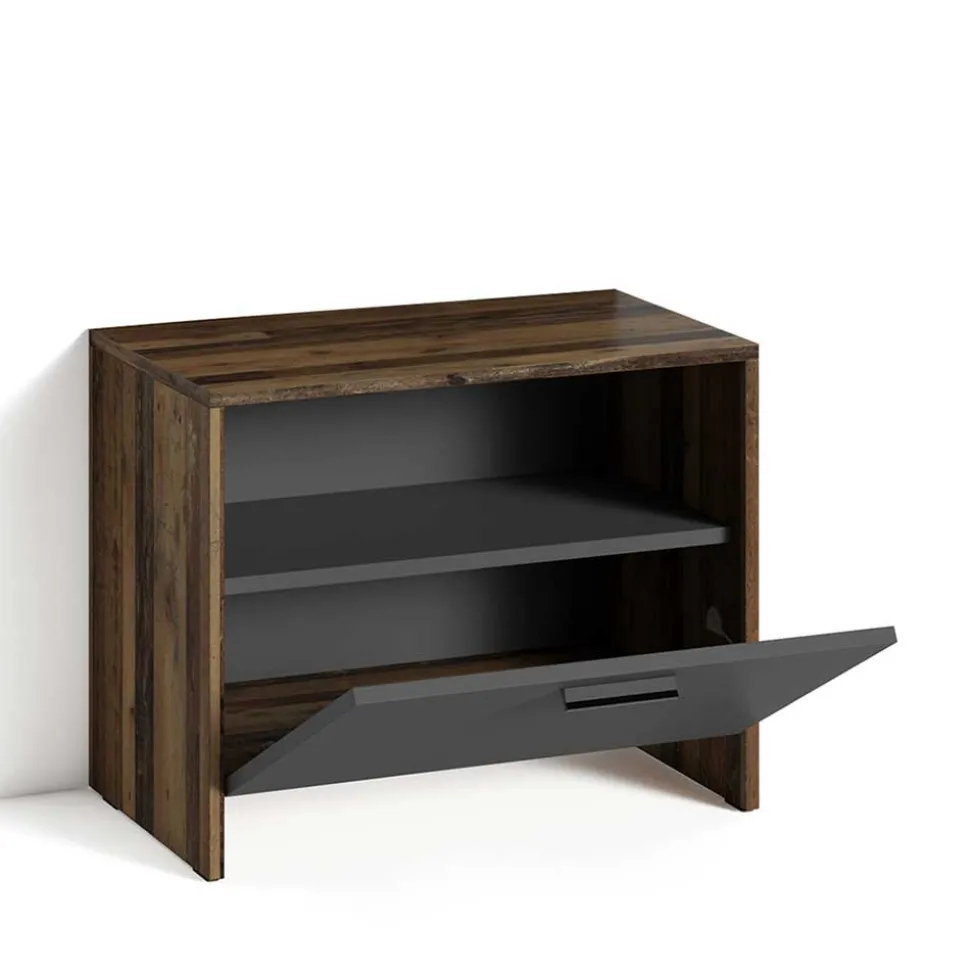 Zweifarbige Garderobenbank in Altholz Optik - Oktaria