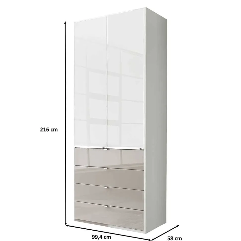 Zweifarbige Kombi-Kleiderschrank 100 cm breit - Pascan