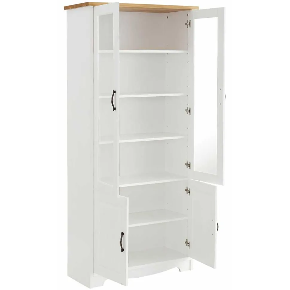 Zweifarbige Landhaus Vitrine mit vier Türen - Ribeiro