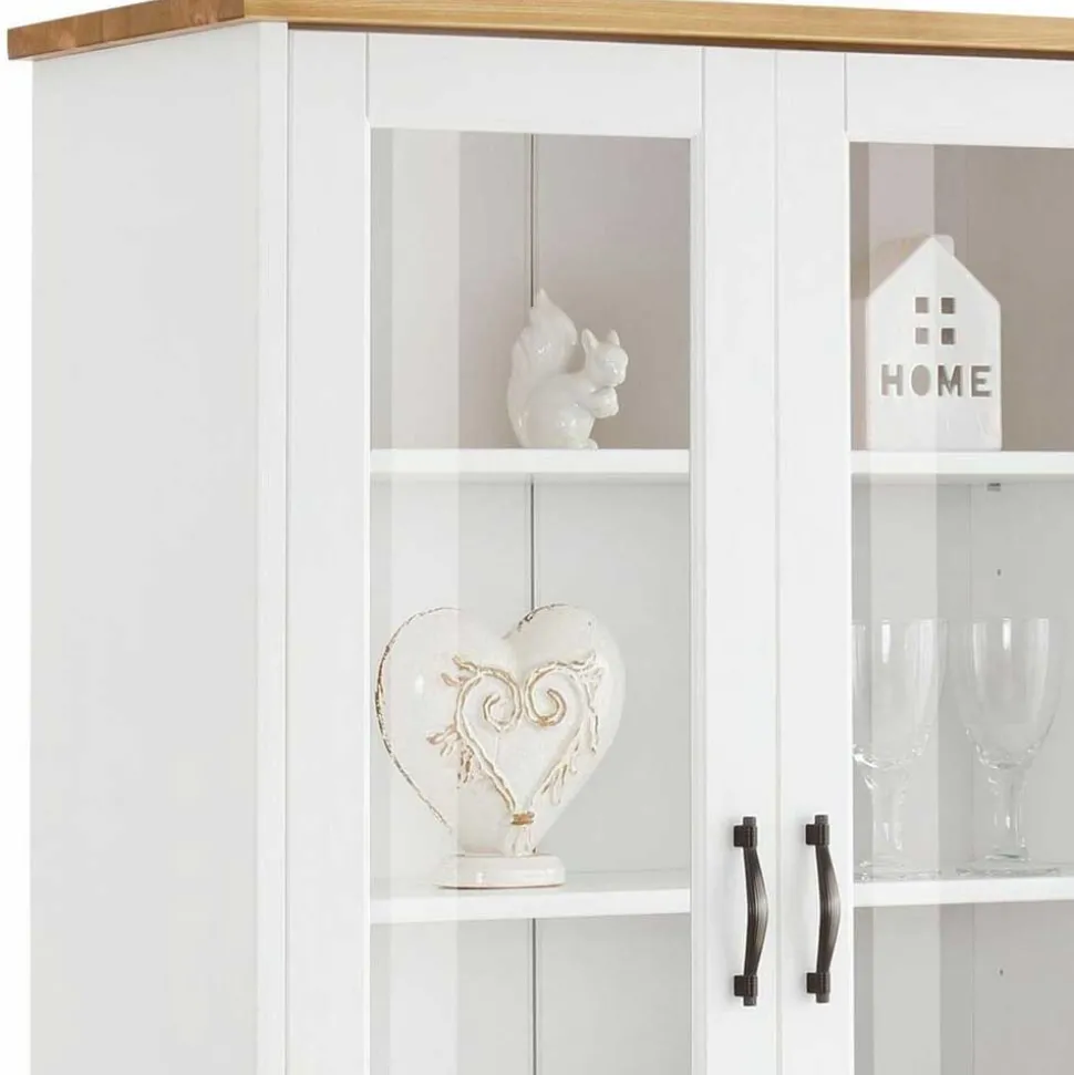 Zweifarbige Landhaus Vitrine mit vier Türen - Ribeiro