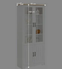 Zweifarbige Landhaus Vitrine mit vier Türen - Ribeiro