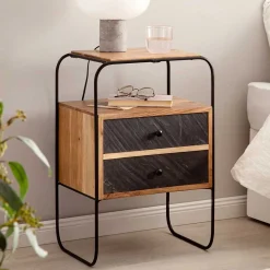 Zweifarbige Nachtkommode im Industrial Chic - Avalun