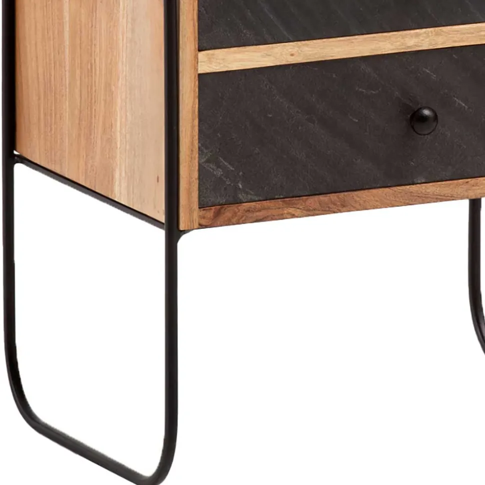 Zweifarbige Nachtkommode im Industrial Chic - Avalun