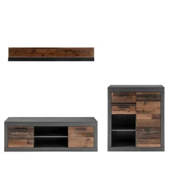 Zweifarbige TV Wohnwand Kombi - Timuras (dreiteilig)