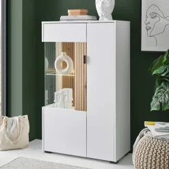 Zweifarbiges Highboard mit Glaseinsatz - Nenaloro