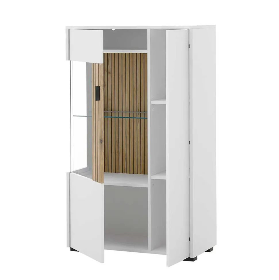 Zweifarbiges Highboard mit Glaseinsatz - Nenaloro