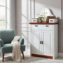 Zweifarbiges Landhaus Vertiko mit Spiegel - Beapta