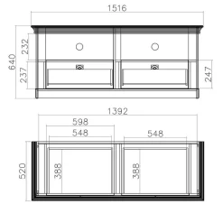Zweifarbiges Landhausmöbel Set - Diatara I (vierteilig)