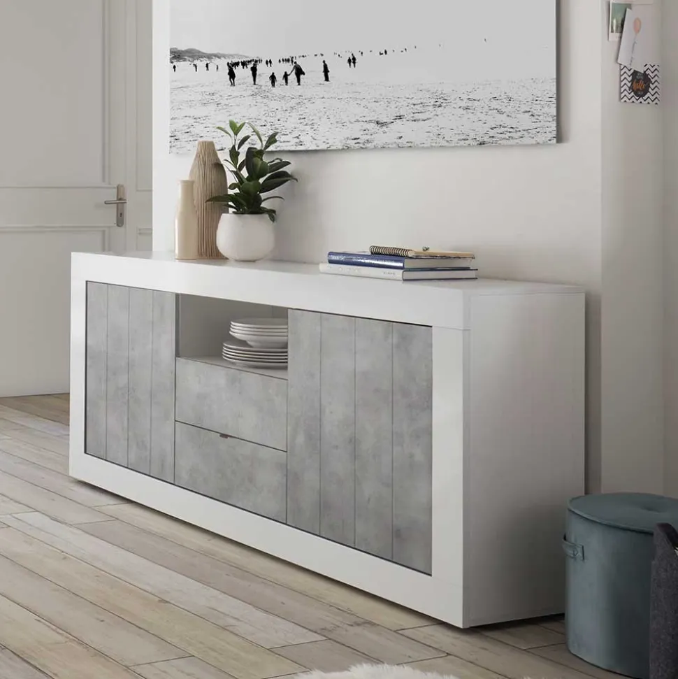 Zweifarbiges Sideboard mit offenem Fach - Niris