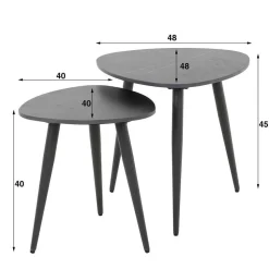 Zweisatz Beistelltisch mit Keramikplatte - Yaliaz (zweiteilig)