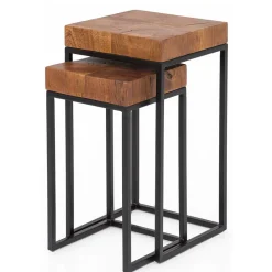 Zweisatz Quadrat Tische mit Holz - Naico (zweiteilig)