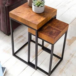 Zweisatz Quadrat Tische mit Holz - Naico (zweiteilig)