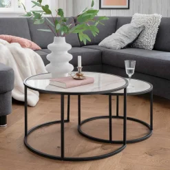 Zweisatz Sofatisch mit Ringgestell - Anlina (zweiteilig)