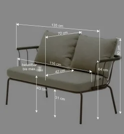 Zweisitzer Gartensofa in Braun - Ragusca