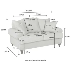 Zweisitzer Sofa in Beige & Dunkelbraun - Merandes