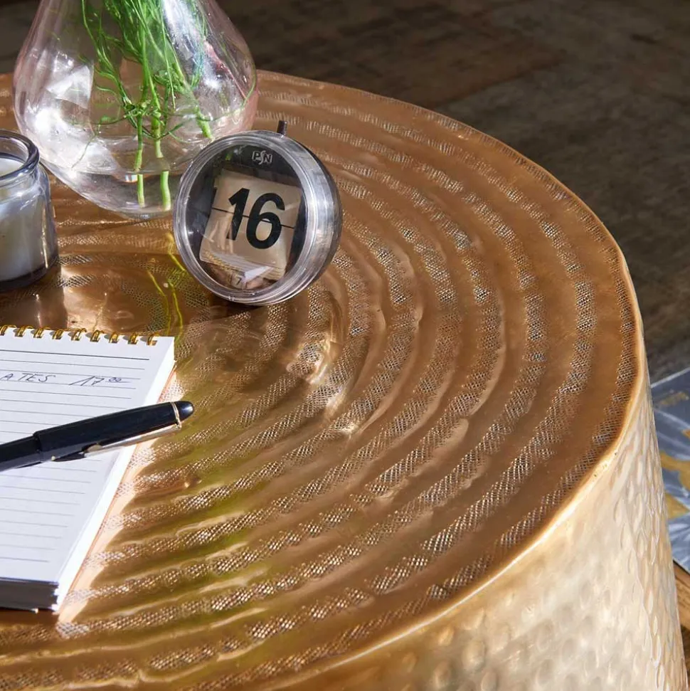 Zylinderform Sofatisch in Gold lackiert - Dronja